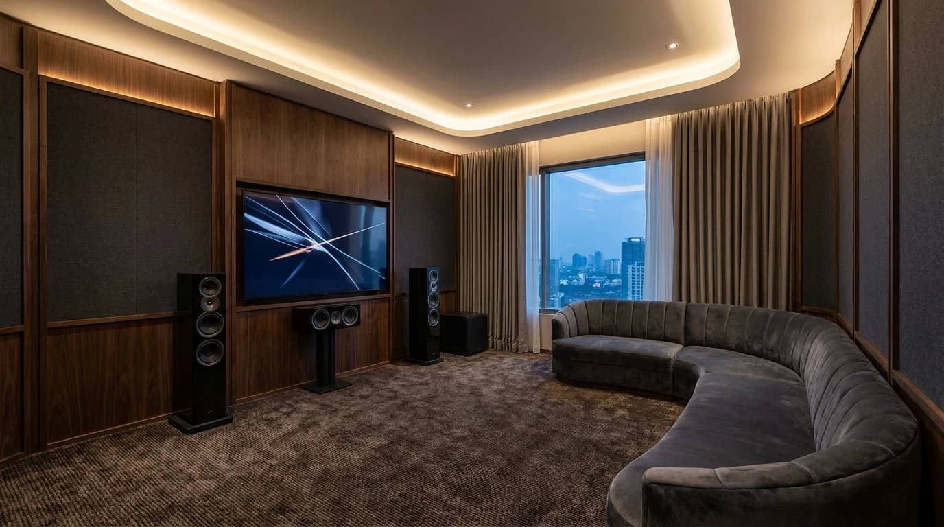 Ruang karaoke dengan acoustic treatment